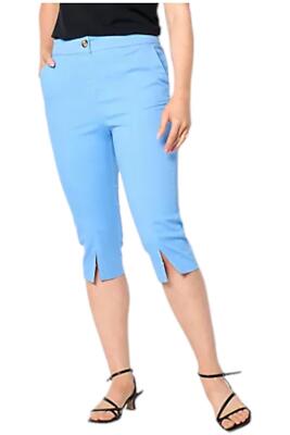 Isaac Mizrahi Live! Women's Brushed Sateen Pedal Pusher Pants Blue