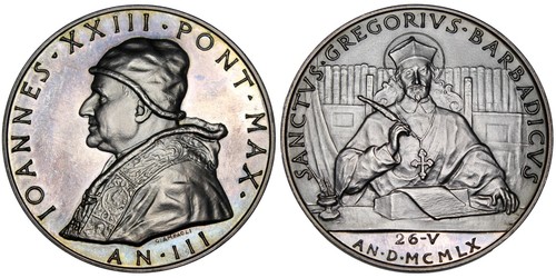 ITALY / VATICAN Pope John XXIII 1961 silver Medal / Gregorio Barbarigo - Picture 3 of 3