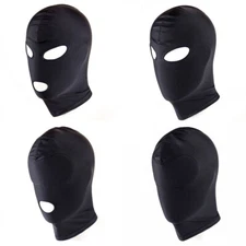Black Spandex Full Hood Face Head Cover Role Play Sexy Unisex Mask Slave Costume