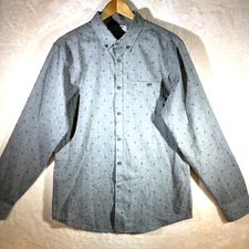 Billabong Drip Dry Non Iron Tailored Fit Stretch Men's Gray Size L Casual Shirt