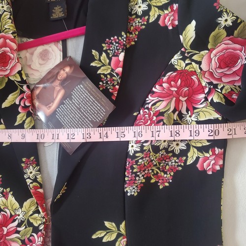 IMAN Woman's Jacket Blazer Florida Beach Office black floral New W/Tags Size M - Picture 10 of 15