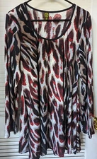 24/7 COMFORT APPAREL Women's Paisley Scoop Neck Long Sleeve Tunic Top SZ 1X