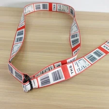 Korean Fashion Belt Adult 42 Red Barcode Tag Ticket Double Ring Buckle TYAKASHA