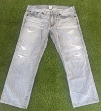 True Religion Y2K Vintage Ricky Big T Pants Size 42 Made in USA Gray Jeans