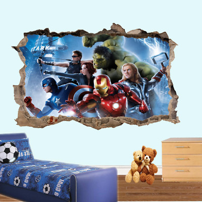 SUPERHELDEN RÄCHER WANDAUFKLEBER 3D KUNST WANDBILD ZIMMER BÜRO POSTER DEKOR TY1