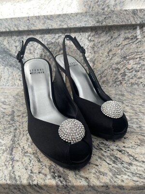 Stuart Weitzman Damenschuhe, Pumps, Peep-Toes, Slingback, schwarz, Gr. 36,5