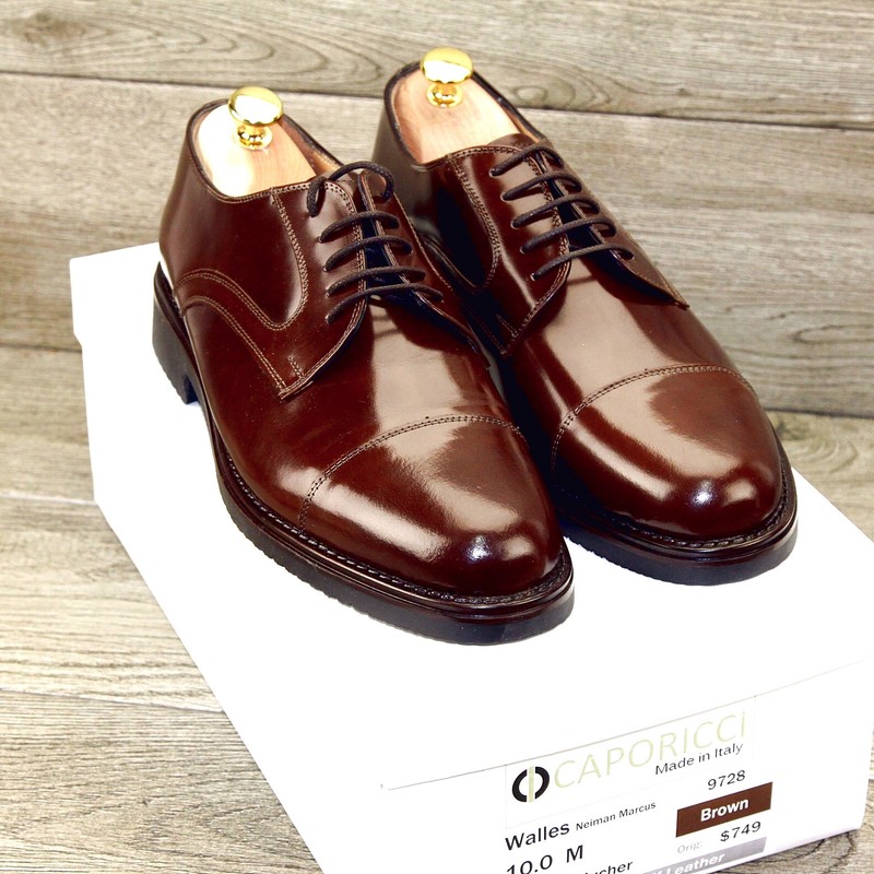 *NEW* $779 Caporicci Abrasivato 9 M Italian Patent Calfskin Tuxedo * new Trees