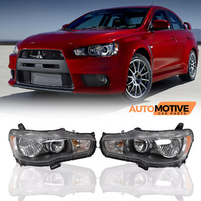 For 2008-2017 Mitsubishi Lancer Headlights Lamp Evo X Projector Black Left+Right