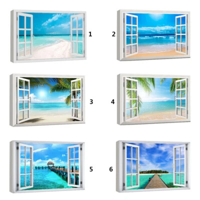 WALL26 Beach Nature Landscape Window View Canvas Wall Art Framed Art Print