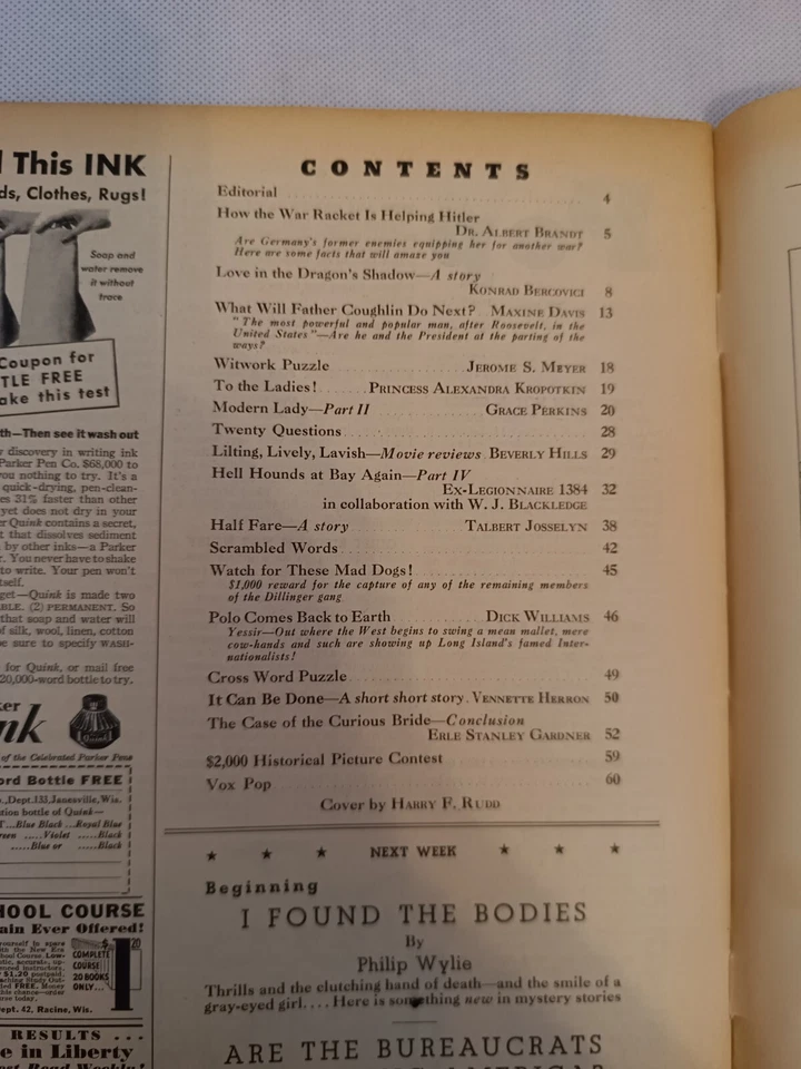 Журнал Liberty 15 сентября 1934 3-страничная статья Гитлера Эрле Стэнли Гарднера  - Изображение 3 из 4