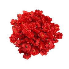 100 pcs Artificial Silk Cherry Blossom Flower Heads Spring Fake Plum Red