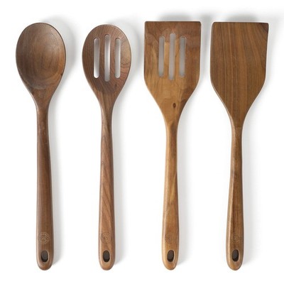 Martha Stewart Bainford 4-Pc Walnut Wood Kitchen Utensil Set - Cooking Spoon Inc