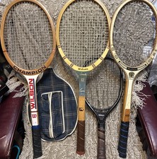 Four Vintage Tennis Rackets And One Cover Still In Very Good Shape