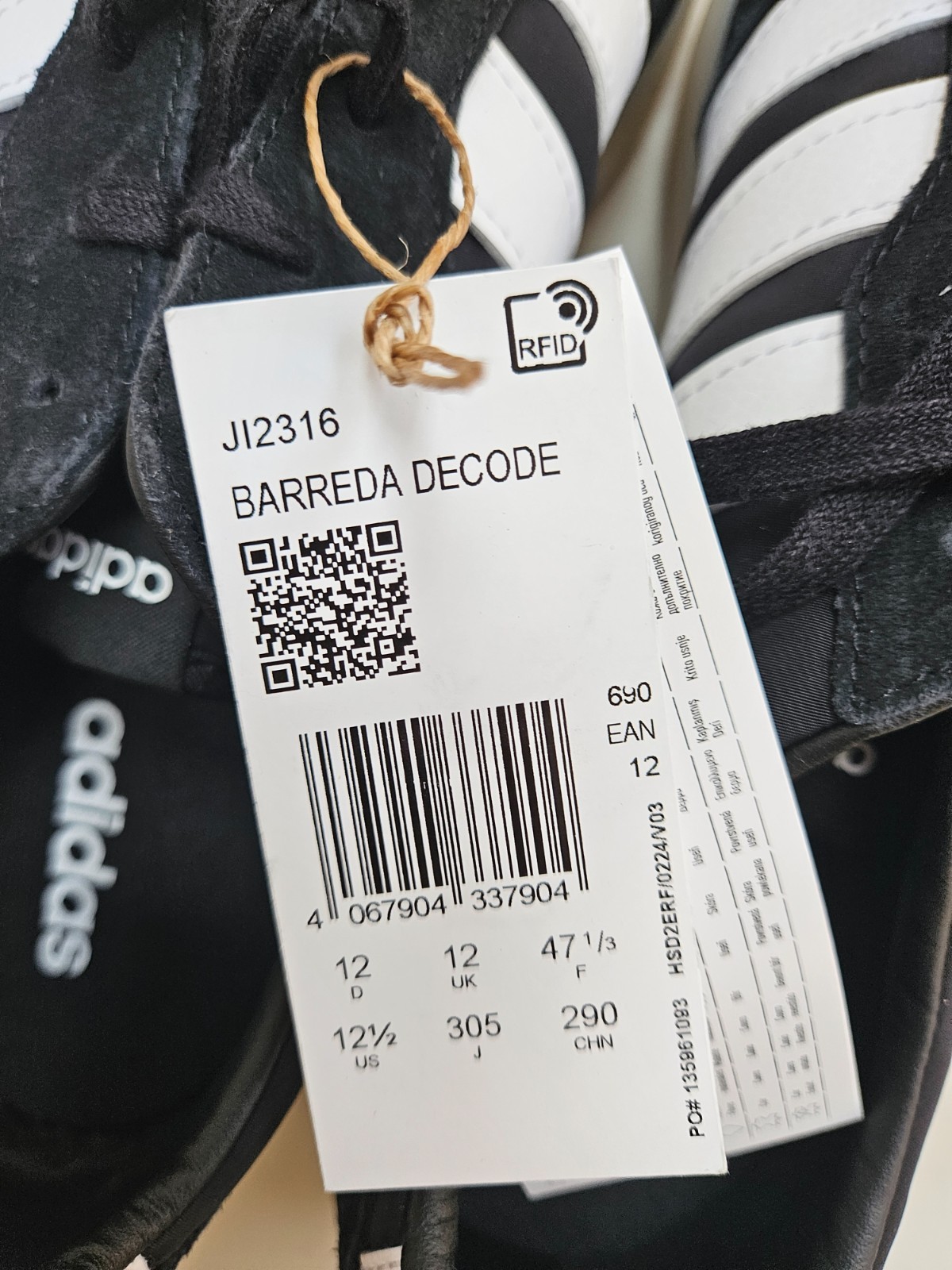 Adidas Barreda Decode Shoes JI2316 Black White UK 12 EU 47⅓ image 7