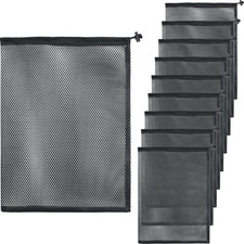 10 Pcs Mesh Drawstring Bag 12" X 16" with Cord Lock Closure, Heavy Duty Nylon