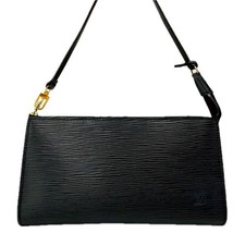 Auth LOUIS VUITTON Epi Pochette Accessoires 24 Black M52942 Pouch Bag w/ Strap