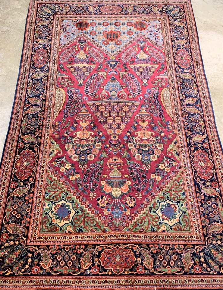 4'3"x6'10" Antique Pre-1900 Lamb Wool Kashane Area Rug - 4x7 Handmade Carpet - Image 2 of 4