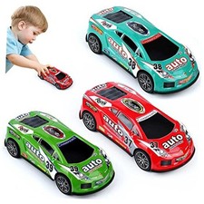 7 inch Friction Power Car Toys Set, Push and Go Pull Back Trucks Wind up Race