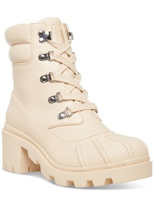 MADDEN GIRL Womens Ivory Lug Sole Bubbles Round Toe Block Heel Duck Boots 8 M