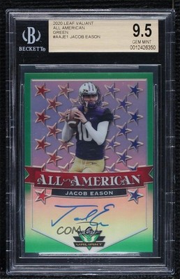 2020 Leaf Valiant All-American 22/75 Jacob Eason BGS 9.5 Rookie Auto RC 0c6