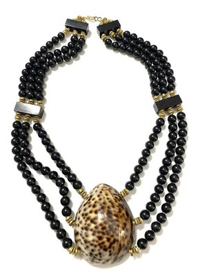 VTG Gerda Lynggaard Monies Inspired Cowrie Shell Multi Strand Bib Necklace Huge