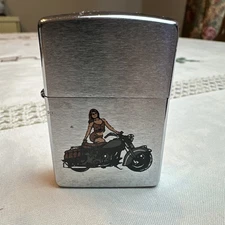 ZIPPO 1994 HOT US BIKES PINUP GIRL ON MOTORCYCLE LIGHTER (Parts/Repair)