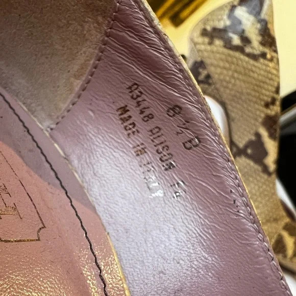 Coach “Alison” Yellow Python Print Pointed Toe Pu… - image 3