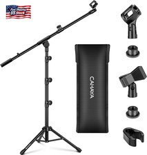 CAHAYA Mic Stand Floor Adjustable - Tripod Boom Arm Microphone Stand with Carryi