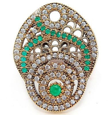 Ottoman Empire Style 2CT Treated Emerald 925 Sterling Silver Ring Sz 9 HB2-5