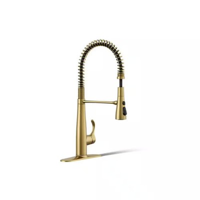 KOHLER Simplice Pull Down Sprayer Kitchen Sink Faucet in Vibrant Brushed Brass