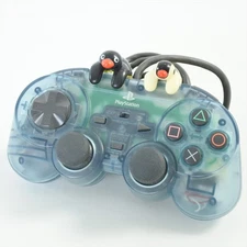 ASCII PAD PINGU Version Clear Blue Controller For Playstation PS1/PS2 1775
