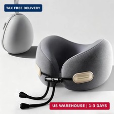 Travel Neck Pillow with Storage Case, 100 Pure Memory Foam, Airplane Head Suppo