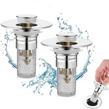 2 Pcs Bathroom Sink Stopper Hair Catcher Bathroom Pop Up Sink Drain Filter