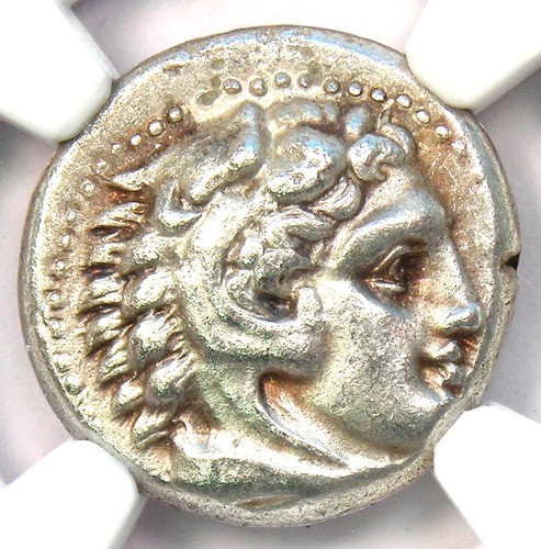 Alexander the Great III Silver AR Drachm 336 BC. NGC XF EF - Rare Lifetime Issue