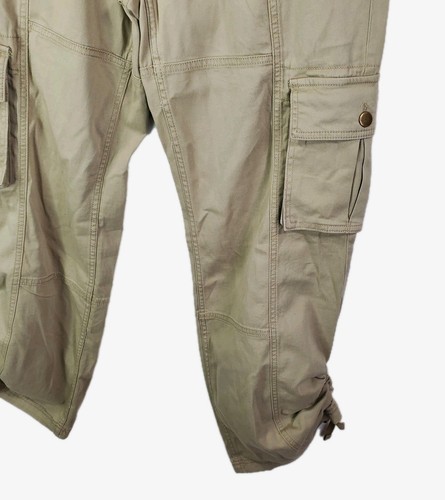 Arizona Jean Co Women's British Khaki Cargo Pants Size 7 Mid Rise Wide Tie Leg - Picture 4 of 10