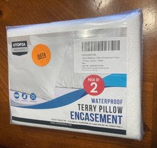 Utopia Waterproof Pillow Protectors with Zipper Queen Size 2 Pack Terry