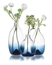 CONVIVA Glass Vase Set Modern Blue Glass Flower vases Decorative Large Home D...