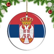 Serbia Flag Round Christmas ornament city travel souvenir