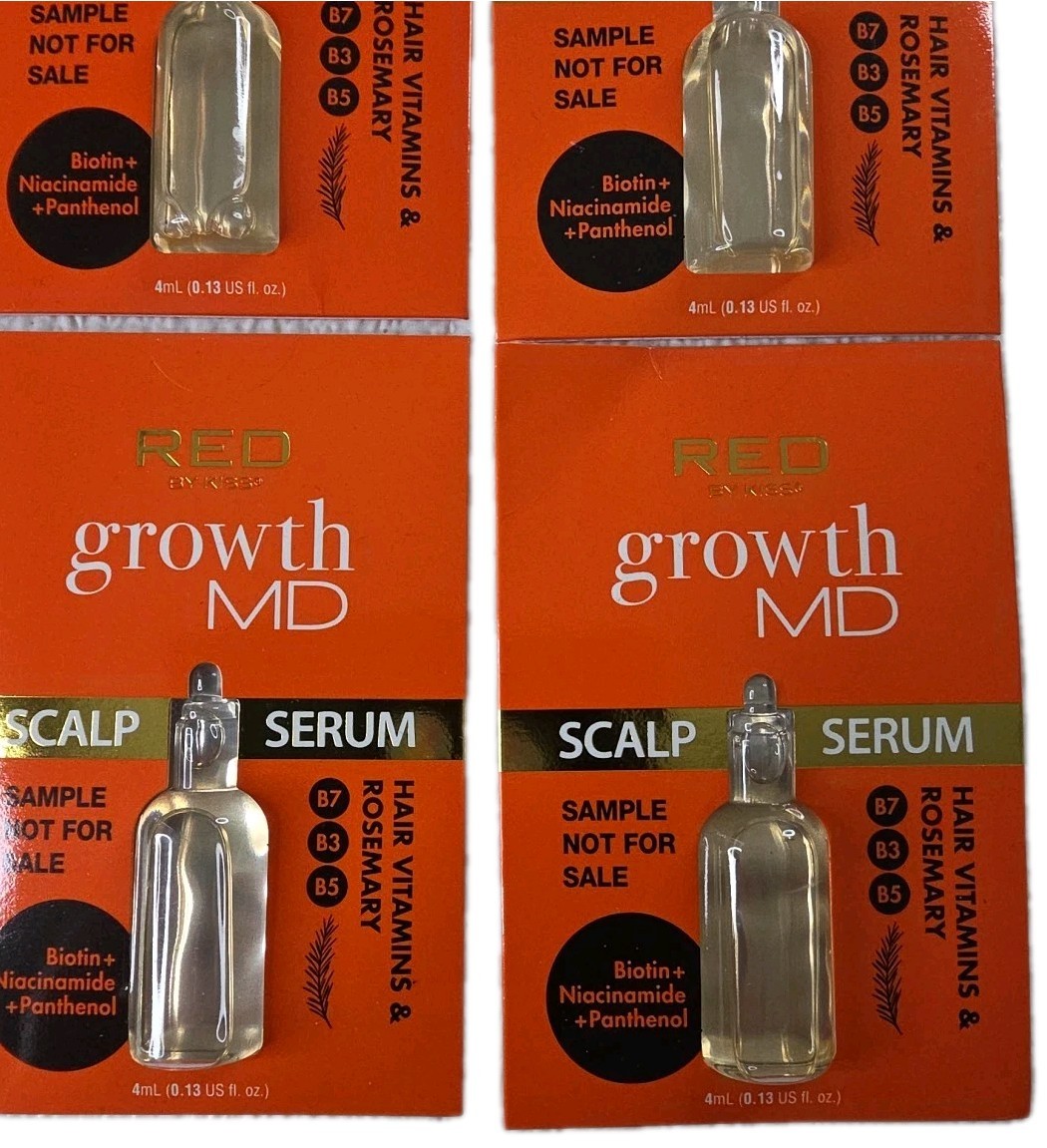 4 Pks Red by Kiss Growth MD Hair Growth Scalp Serum, Biotin, .13