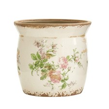 Nearly Natural 8in. Tuscan Ceramic Floral Print Planter - Indoor Use