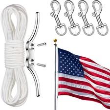 Flag Pole Rope Kit Hardware Parts Repair 50 ft 