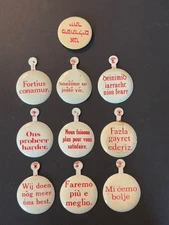 10  Vntg. 1960's AVIS "We Try Harder" In Every Language, Fold Over Tab Pins NOS