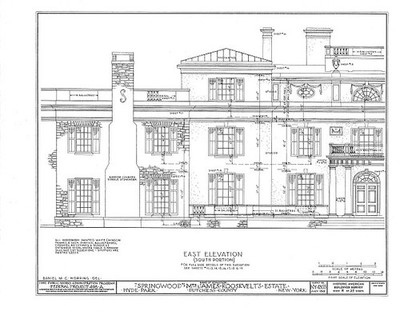 Hyde Park New York 1930s Springwood Franklin D Roosevelt Estate East Elevation