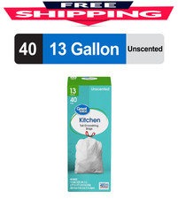 Great Value 13-Gallon Drawstring Tall Kitchen Trash Bags, Unscented, 40 Bags