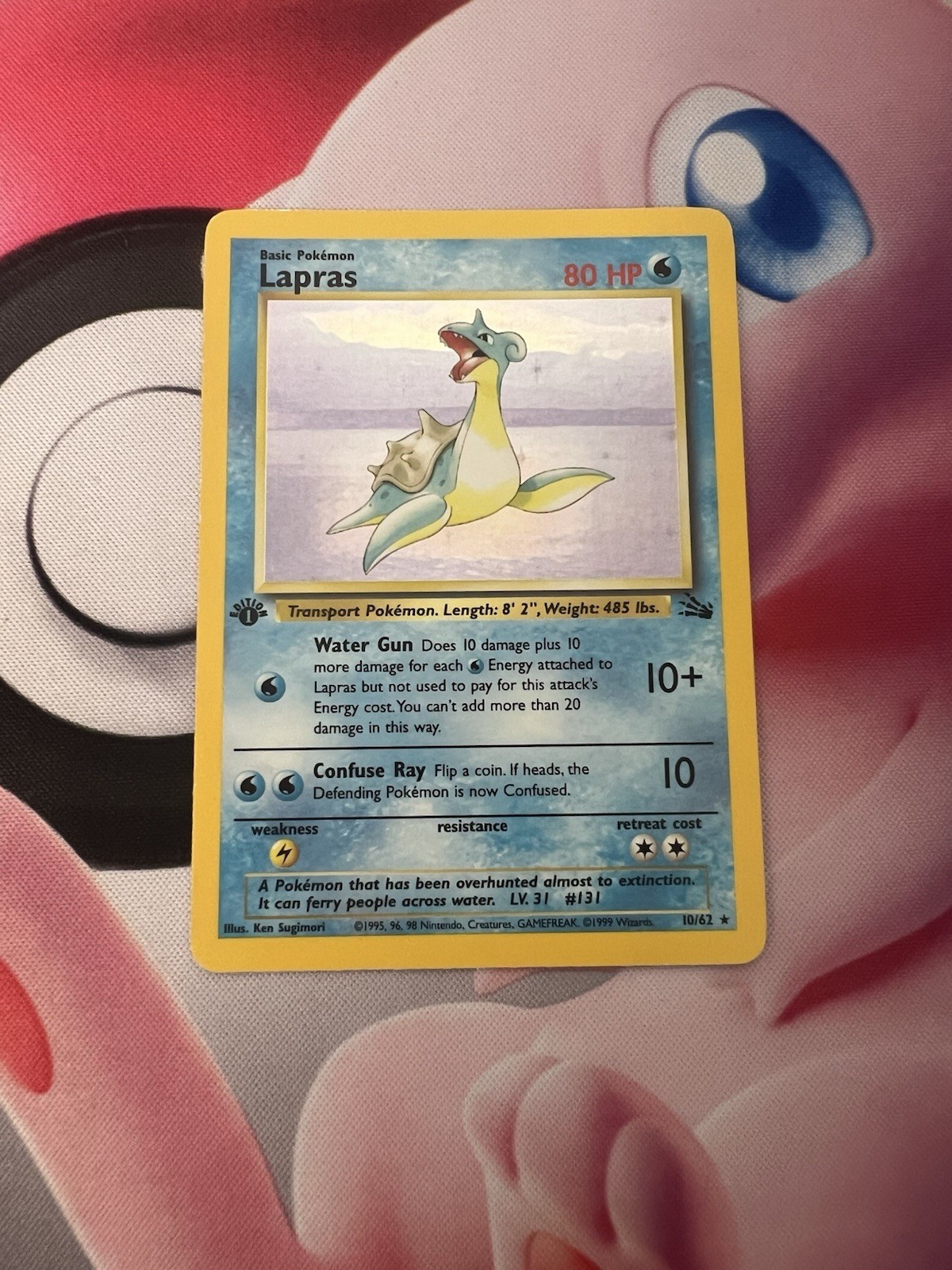 Lapras 10/62 - 1st Edition - Holo Rare - 1999 Pokemon Fossil 1st Edition LP