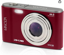 BRAND NEW Minolta MND20 2.7K QuadHD Digital Camera in red