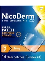 Nicoderm CQ STEP 2 stop smoke aid clear nicotine patches 14 count exp 7 2027