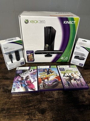 Xbox 360 4GB Kinect Bundle - Original Box + Bonus Accessories & Kinect Games