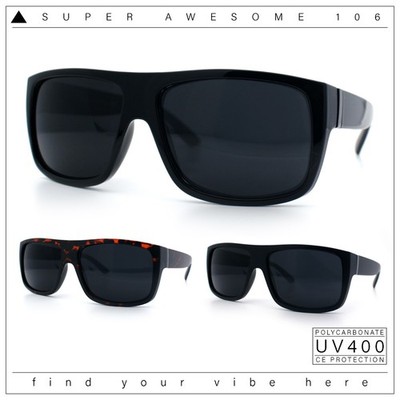 Classic Manly Rectangular Sporty Wrap Biker Style Plastic Sunglasses