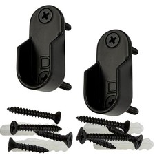 Oval Closet Rod End Supports  Screw on Type  15mm x 30mm  Matte Black  2 ...